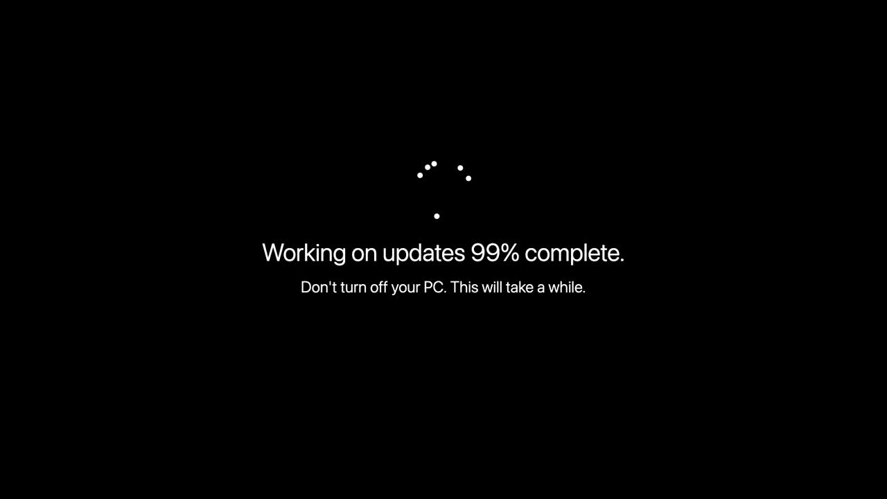 A fake Windows update stuck at 99 per cent